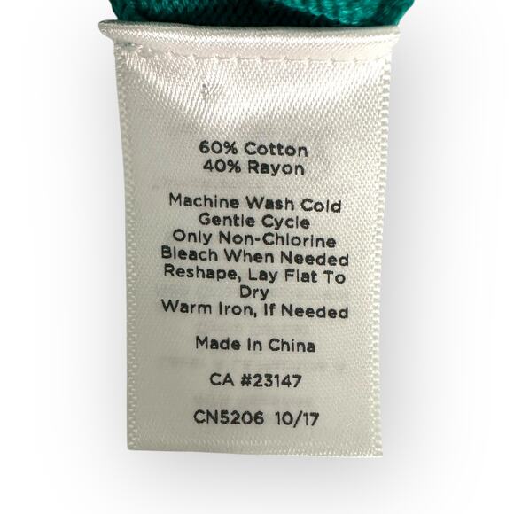 Talbots Women's Ribbon Trim 3/4 Sleeve Cardigan Sweater Size M Teal Green - Picture 6 of 7